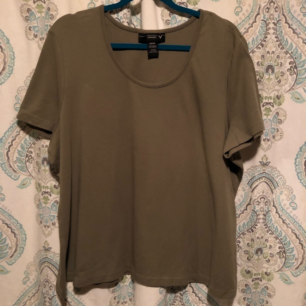 Olive scoop neck top